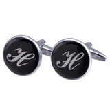 boutons-de-manchette-rond-noir-email-traditionnel-vintage