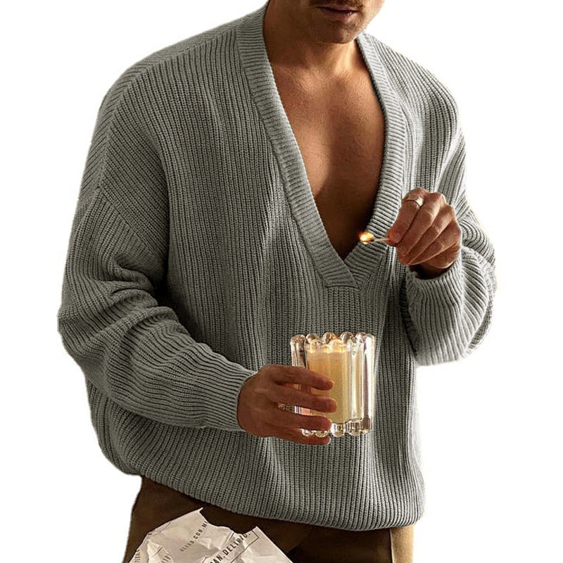 pull-ample-manches-longues-couleur-unie-vintage