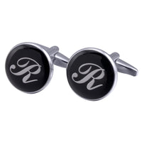 boutons-de-manchette-rond-noir-email-traditionnel-vintage