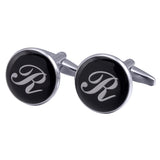 boutons-de-manchette-rond-noir-email-traditionnel-vintage
