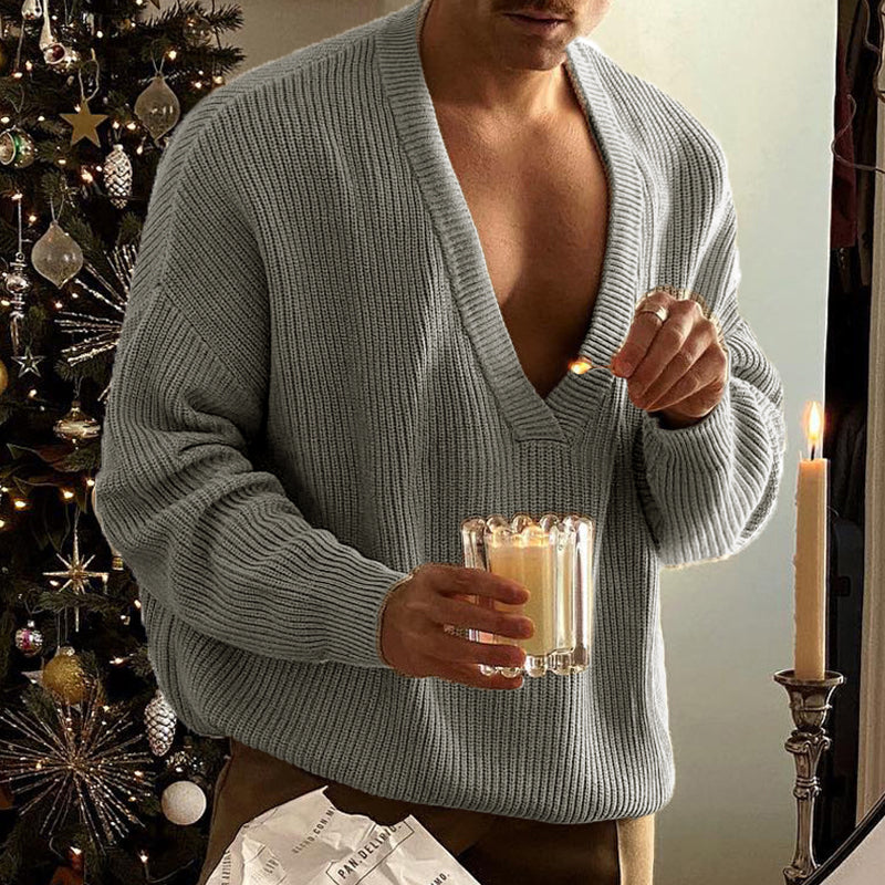 pull-ample-manches-longues-couleur-unie-vintage