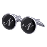 boutons-de-manchette-rond-noir-email-traditionnel-vintage