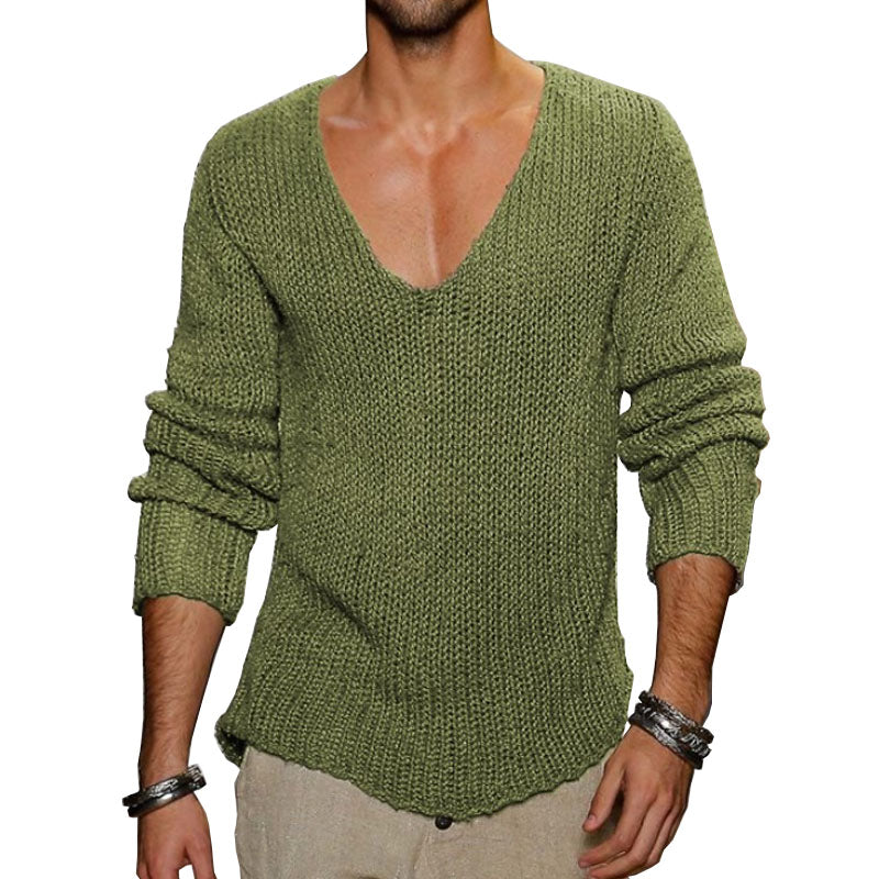 pull-tricot-encolure-v-vintage