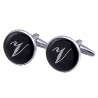 boutons-de-manchette-rond-noir-email-traditionnel-vintage
