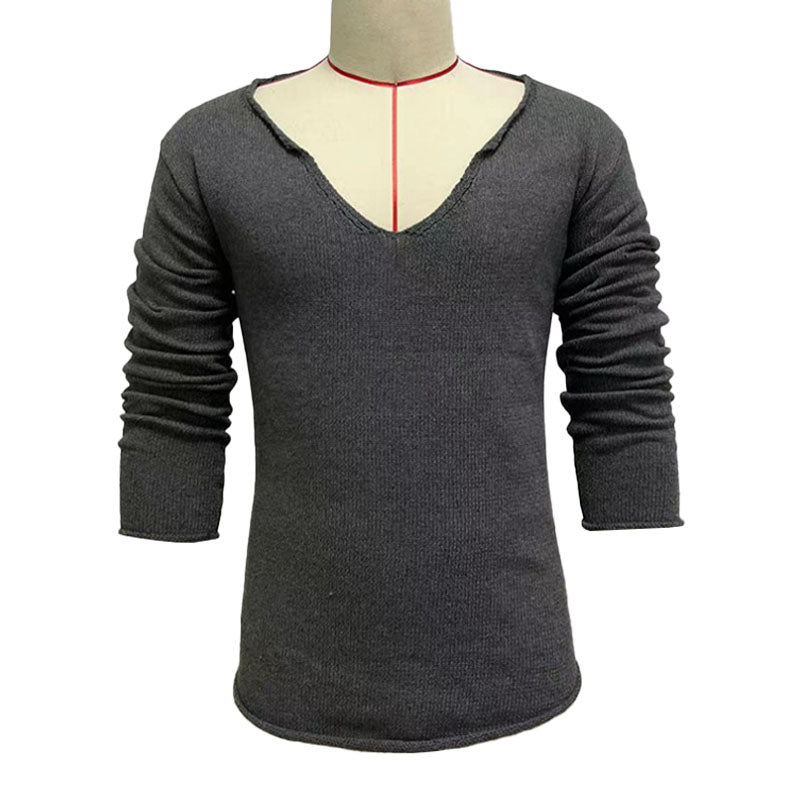pull-tricot-vintage-col-v-manches-longues