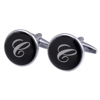 boutons-de-manchette-rond-noir-email-traditionnel-vintage
