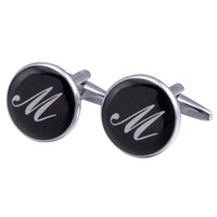 boutons-de-manchette-rond-noir-email-traditionnel-vintage