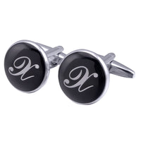 boutons-de-manchette-rond-noir-email-traditionnel-vintage