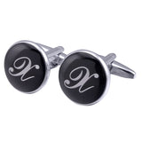 boutons-de-manchette-rond-noir-email-traditionnel-vintage