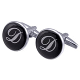 boutons-de-manchette-rond-noir-email-traditionnel-vintage