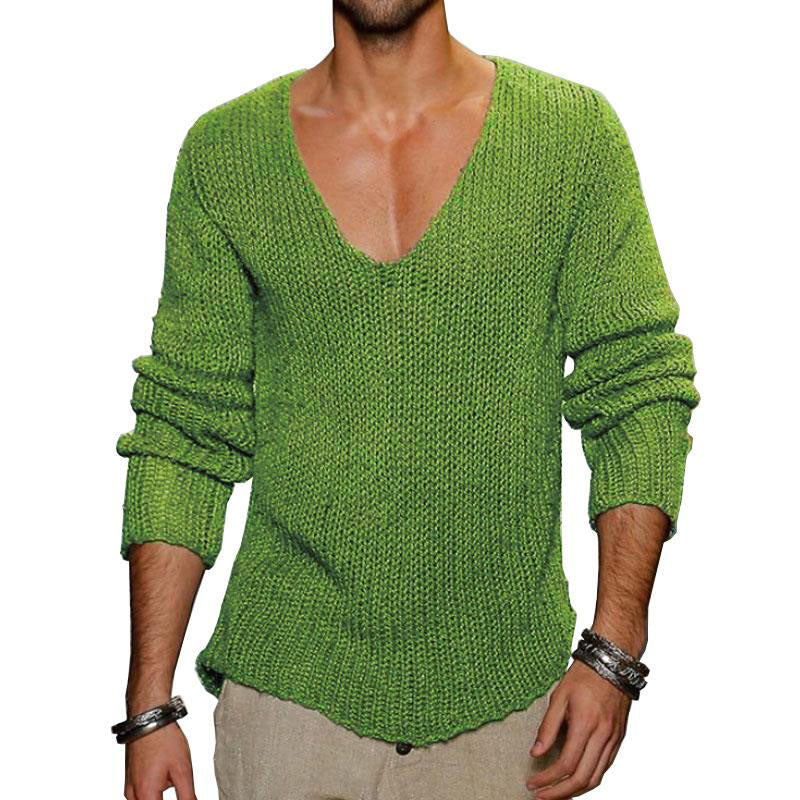 pull-tricot-encolure-v-vintage