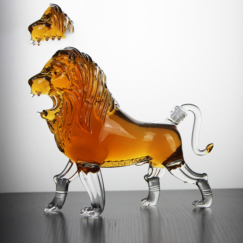 bouteille-de-vin-en-verre-en-forme-de-lion-de-750-ml-vintage