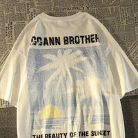 t-shirt-coton-manches-courtes-imprime-coucher-soleil