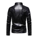 Veste de motard en cuir vintage à col montant