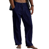 pantalon-retro-coton-lin-couleur-unie