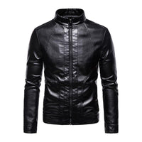 Veste de motard en cuir vintage à col montant