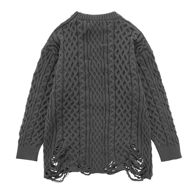 Pull vintage en tricot torsadé à col rond chic