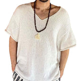 pull-vintage-manches-courtes-col-v-hommes