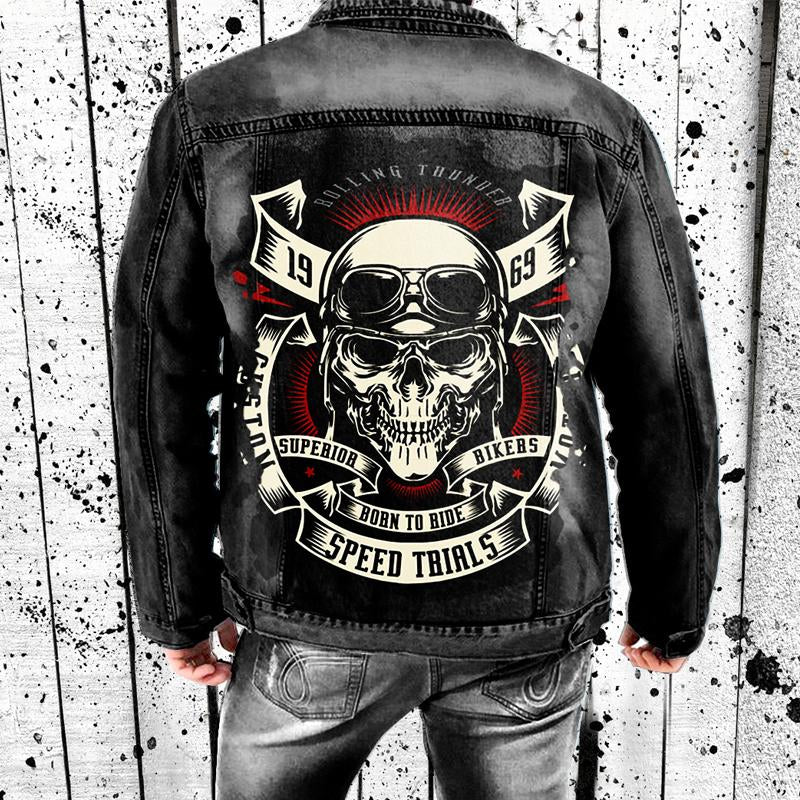 veste-jean-vieilli-delave-imprime-crane-motard-vintage