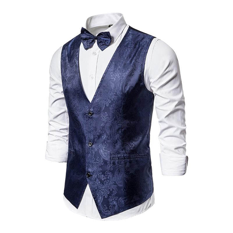 gilet-robe-col-v-imprime-vintage