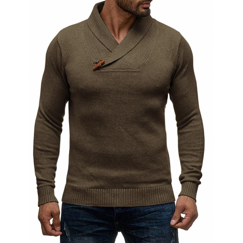 pull-de-couleur-unie-col-v-vintage