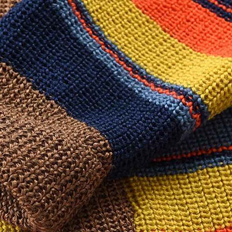 pull-tricot-col-v-vintage-rayures-arc-en-ciel