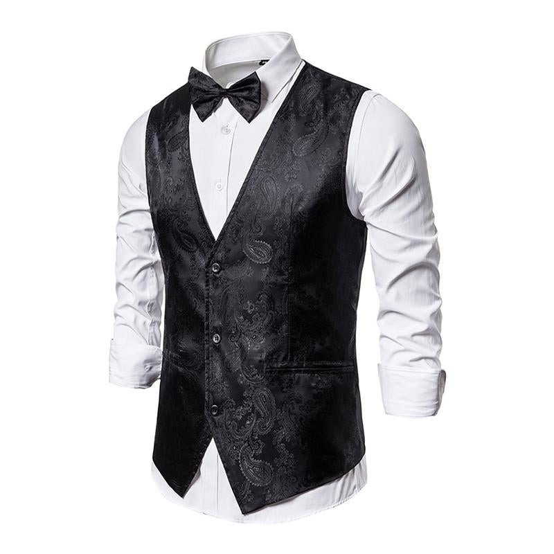 gilet-robe-col-v-imprime-vintage