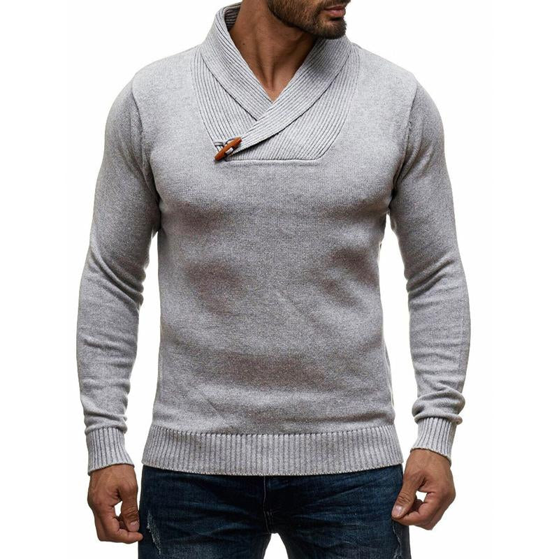 pull-de-couleur-unie-col-v-vintage