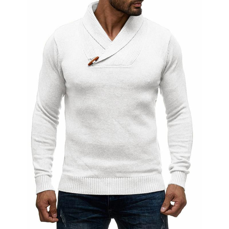 pull-de-couleur-unie-col-v-vintage