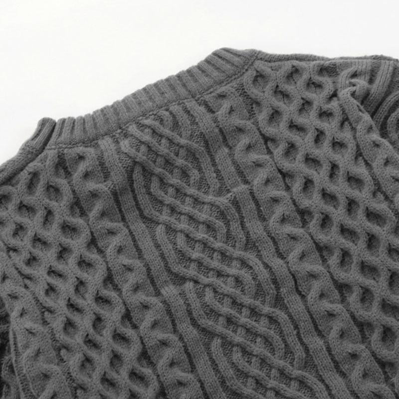 Pull vintage en tricot torsadé à col rond chic