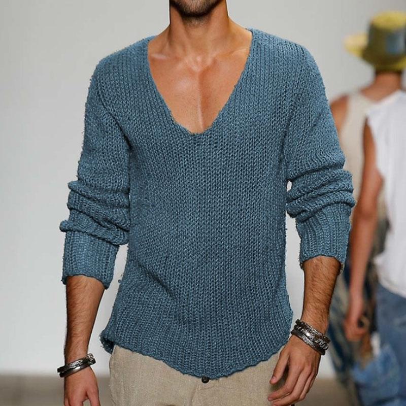 pull-tricot-encolure-v-vintage