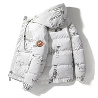 manteau-matelasse-capuche-imprime-lettre-vintage