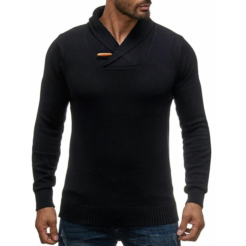 pull-de-couleur-unie-col-v-vintage