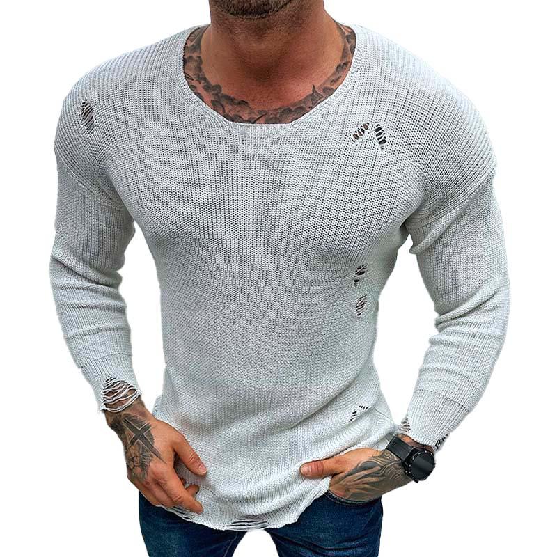 pull-tricot-dechire-manches-longues-vintage
