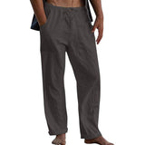 pantalon-retro-coton-lin-couleur-unie