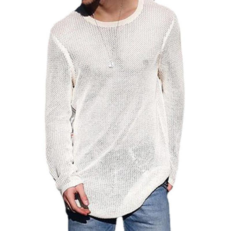 tricot-decontracte-manches-longues-couleur-unie-vintage