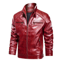 Manteau d'extérieur zippée en cuir PU vintage