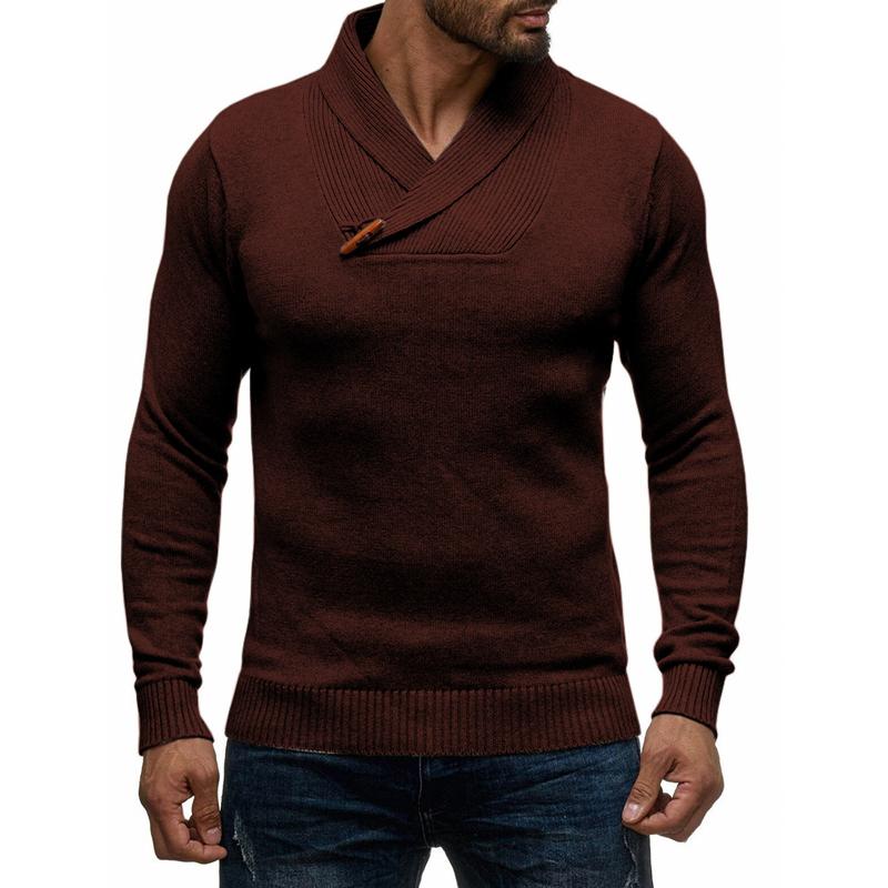 pull-de-couleur-unie-col-v-vintage
