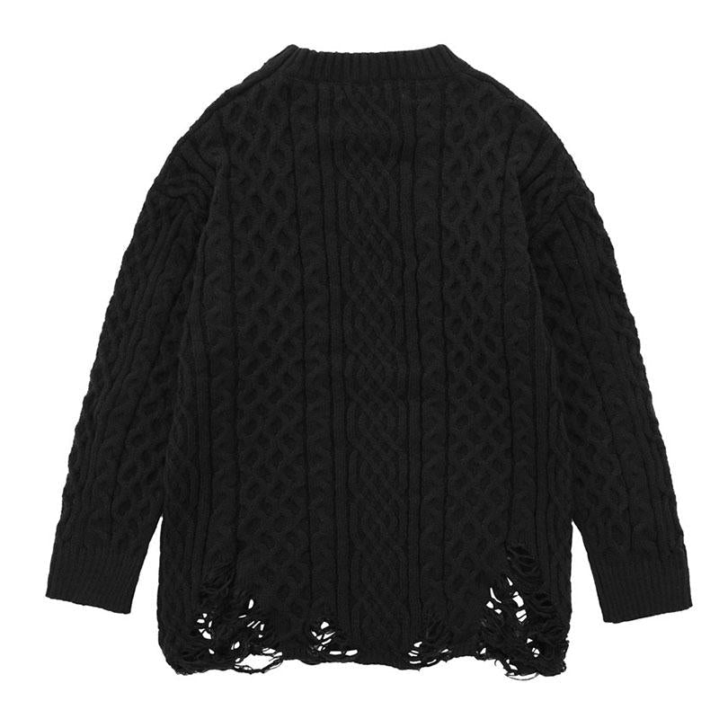 Pull vintage en tricot torsadé à col rond chic