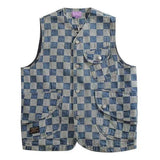 gilet-denim-carreaux-coton-lave-multi-poches-vintage