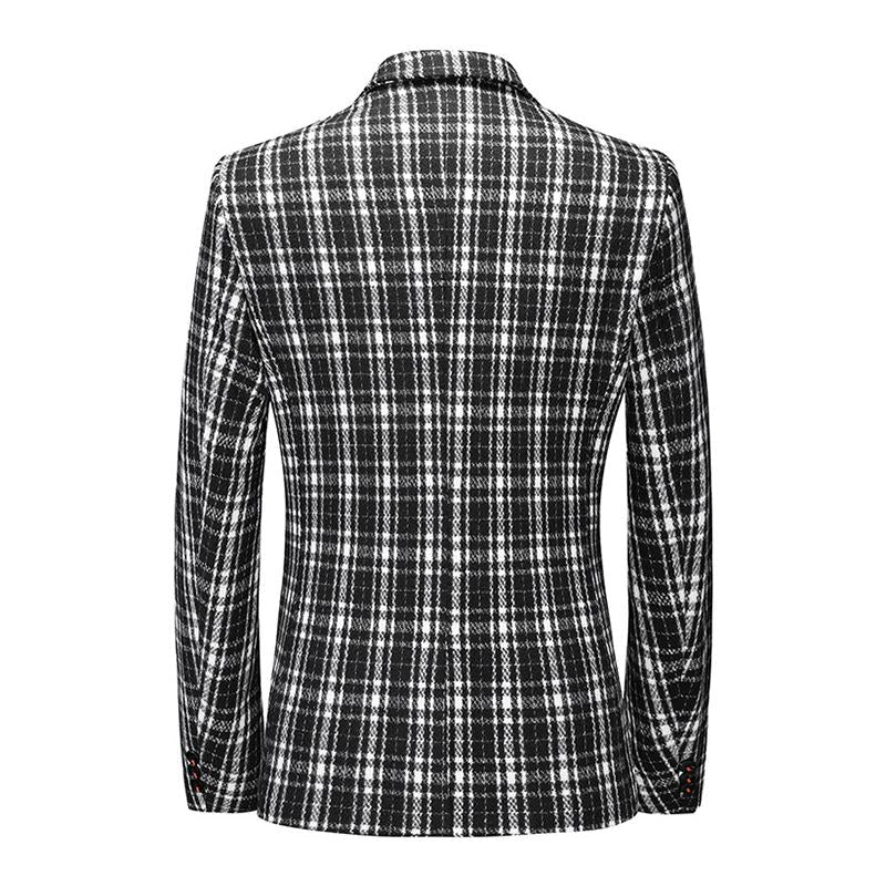 Blazer vintage décontracté à carreaux pour hommes