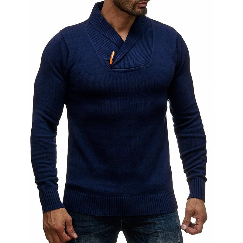 pull-de-couleur-unie-col-v-vintage