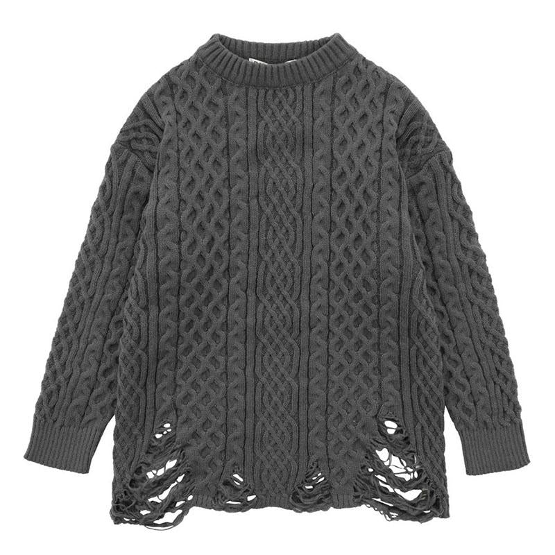 pull-vintage-tricot-torsade-col-rond-chic