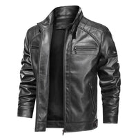 Manteau d'extérieur zippée en cuir PU vintage