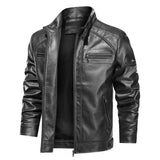 Manteau d'extérieur zippée en cuir PU vintage