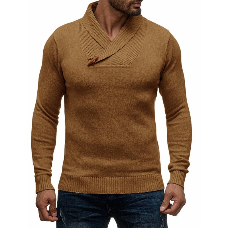 pull-de-couleur-unie-col-v-vintage