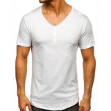 t-shirt-uni-col-v-boutons-vintage