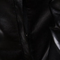 Veste de motard en cuir vintage à col montant