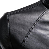 Veste de motard en cuir vintage à col montant